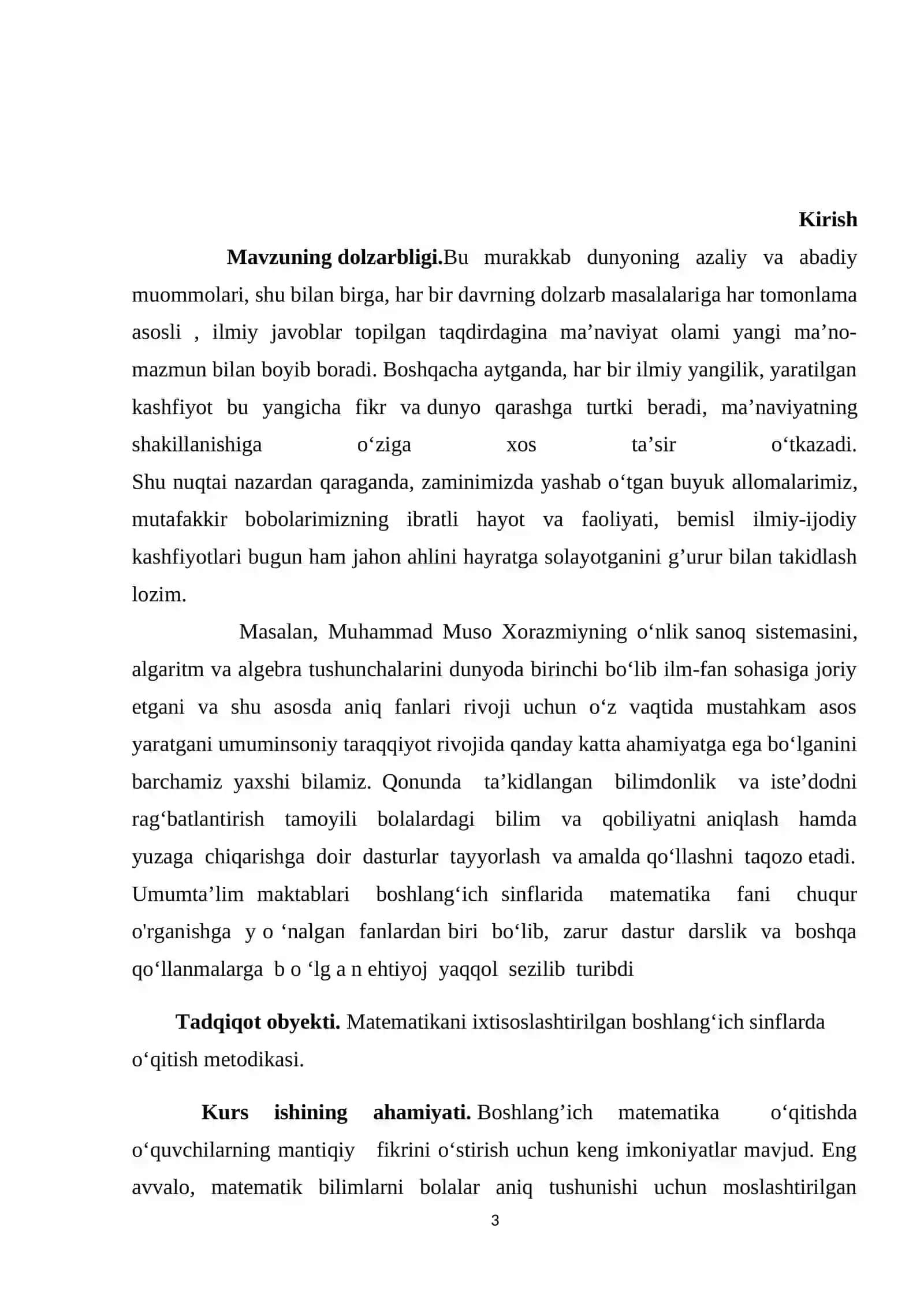 IXTISOSLASHTIRILGAN MAKTABLARDA BOSHLANG‘ICH SINF MATEMATIKA O‘QITISHNI TASHKIL ETISH METODIKASI 3