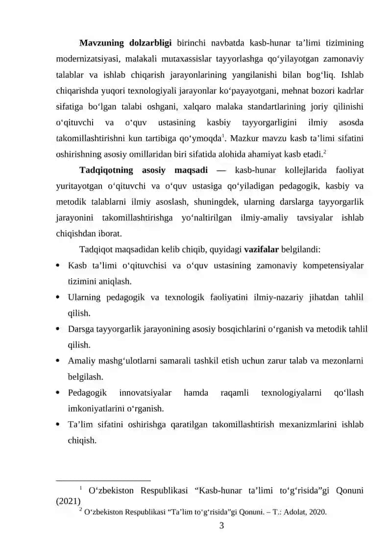 Kasb-hunar kollejlarida o'qituvchi va o'quv ustasiga talablar va darslarga tayyorgarlik 3