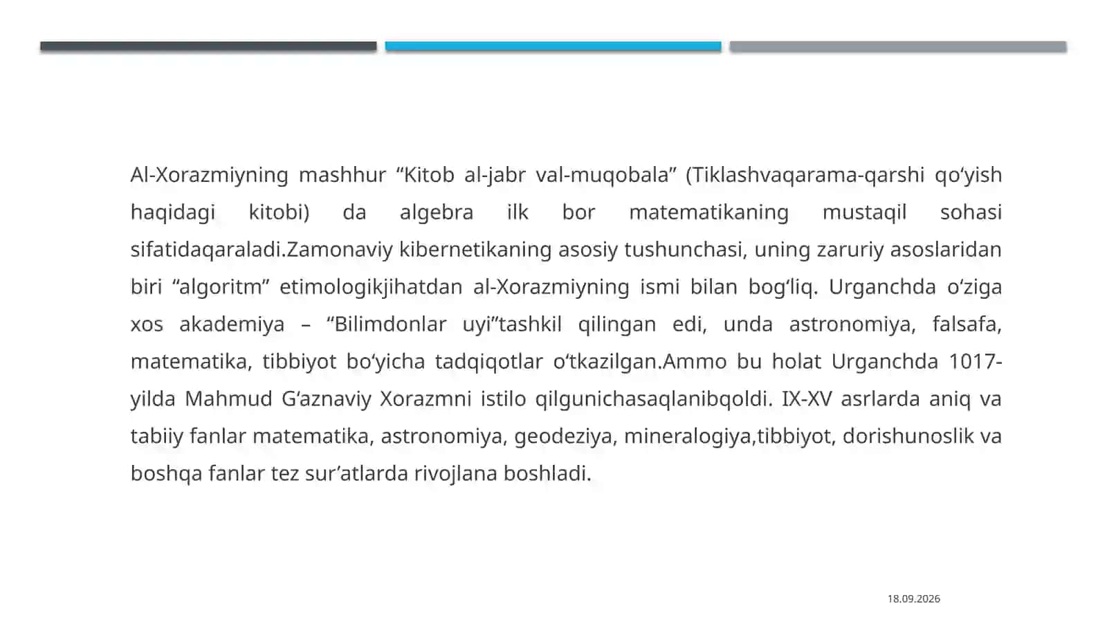 Ajdodlarimizning matematika faniga qoʻshgan ulkan hissalari haqida 3