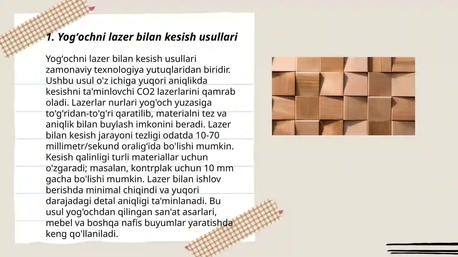 Yogʻoch va yogʻoch materiallariga ishlov berishning zamonaviy usullari 3