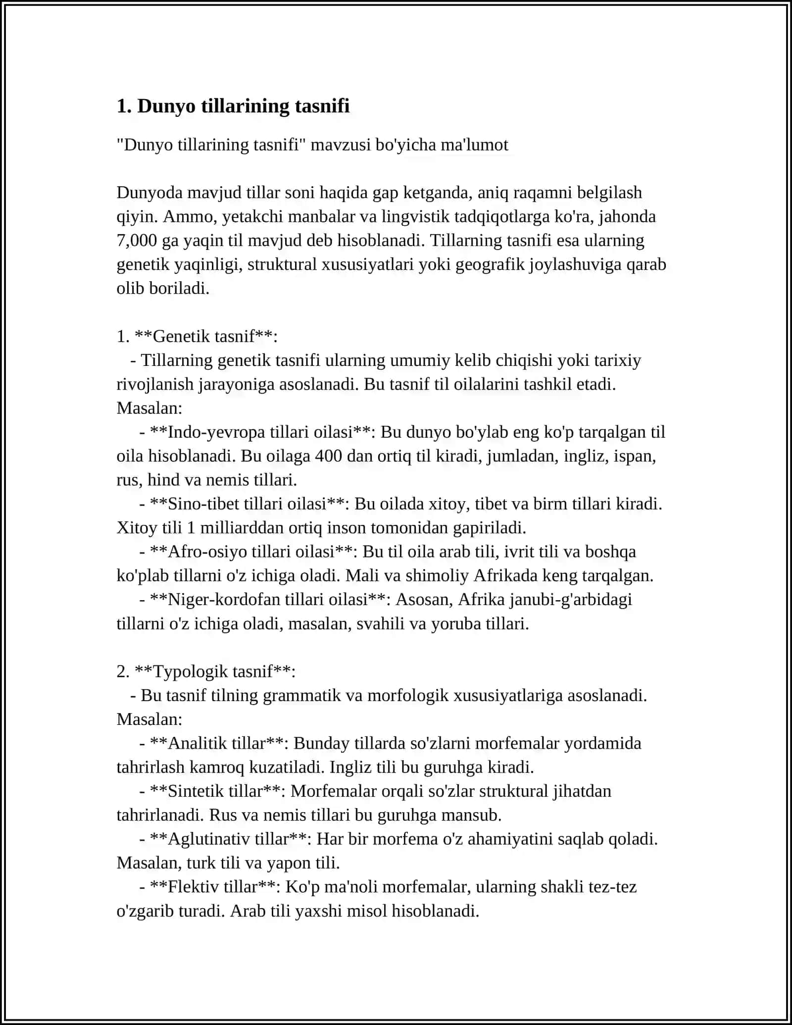DUNYO TILLAR TASNIFI VA TURKIY TILLAR OILASI 3