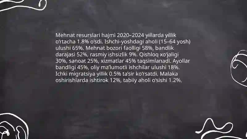 Mehnat resurslari bilan taʼminlanganlik va mehnat unumdorligi tahlili 3