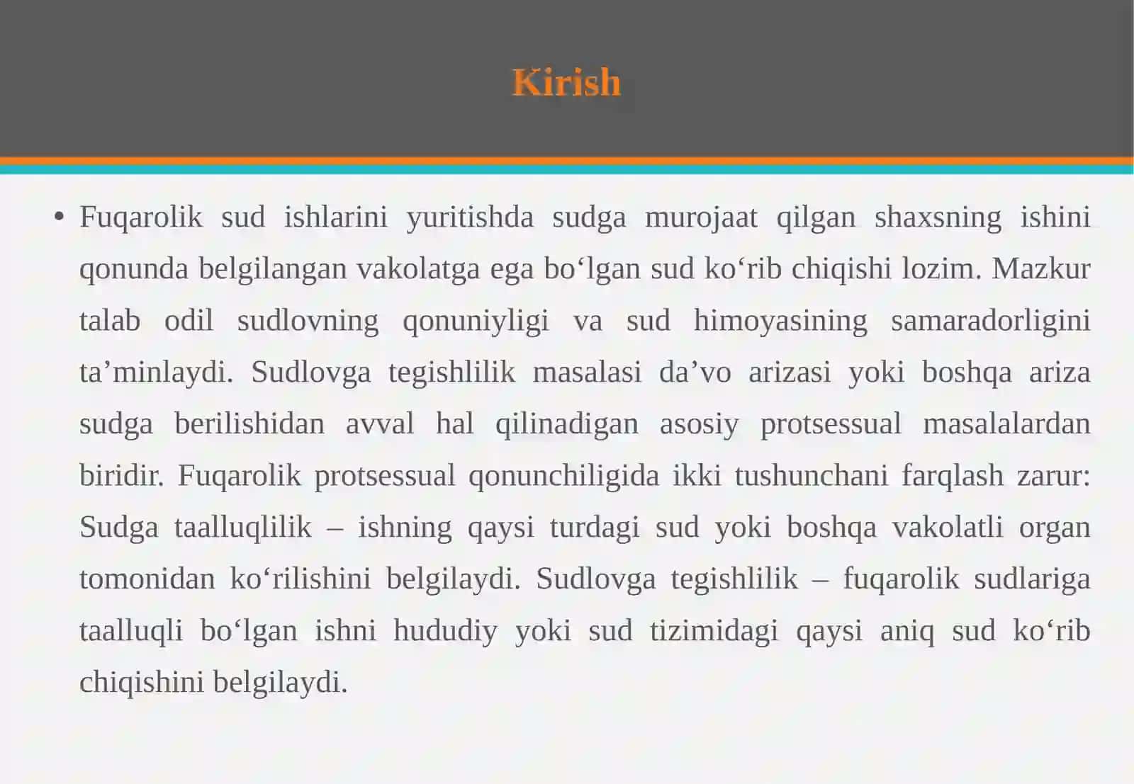 Fuqarolik ishlarining sudlovi gategishliligi va uning turlari 3