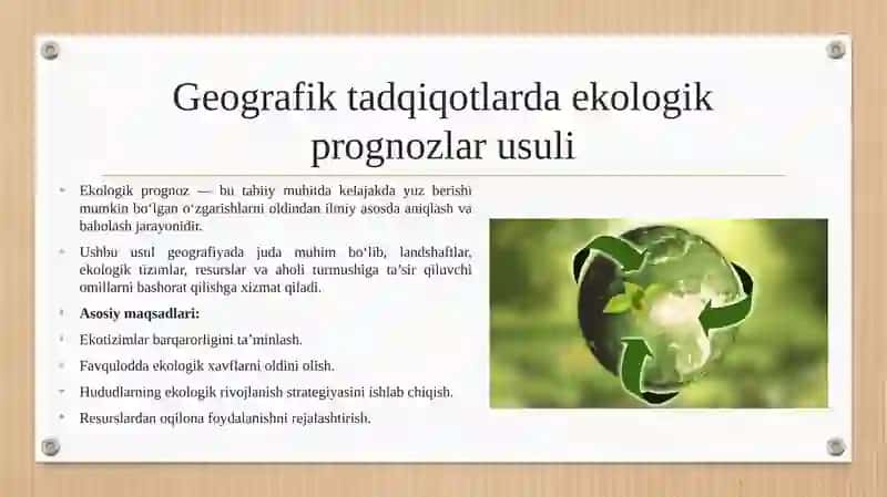Geografik tadqiqotlarda ekologik prognozlar usuli 3