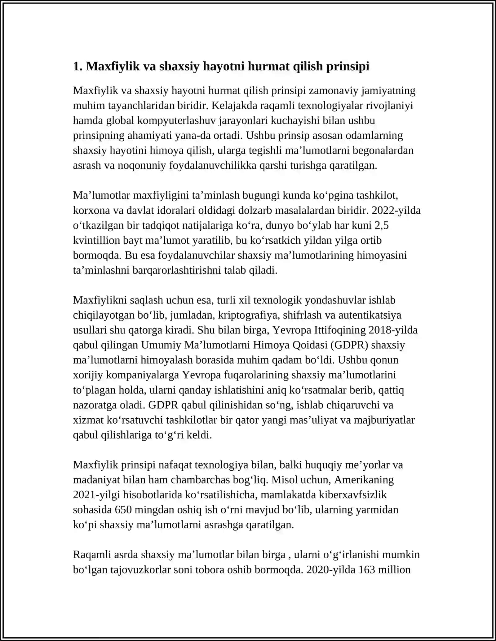 MAXFIY MA’LUMOTLARNI HIMOYALASHDA AXLOQIY TAMOYILLAR 3