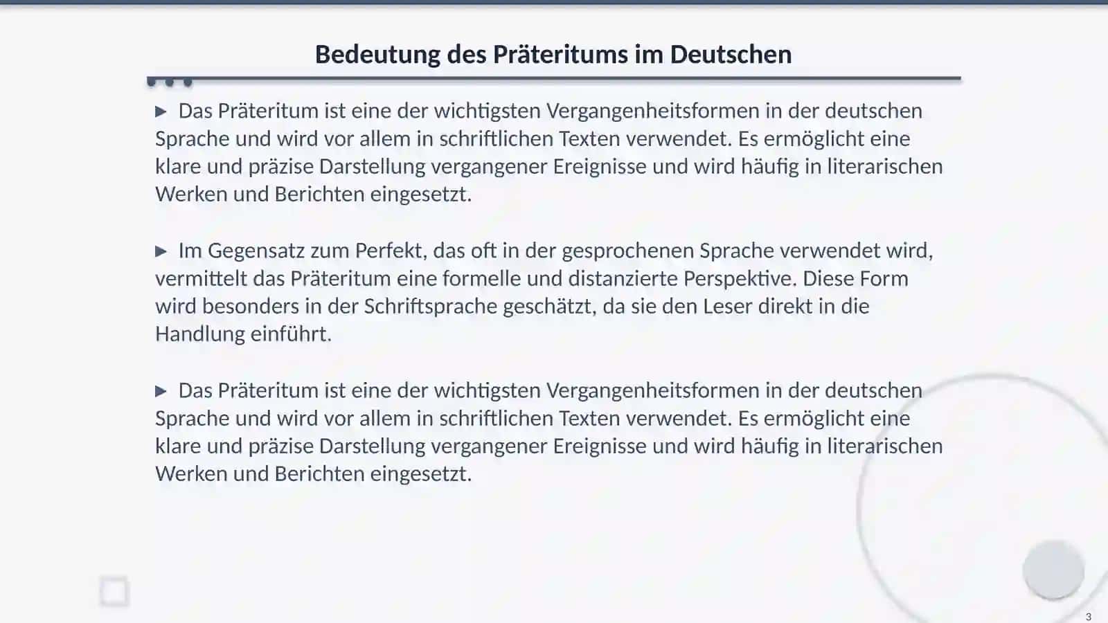 Areiten im Ausland Prateritum 3