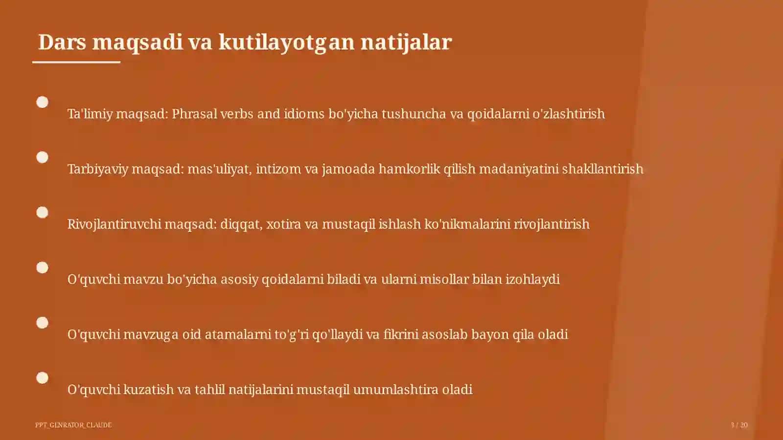 Phrasal verbs and idioms (11-sinf) 3