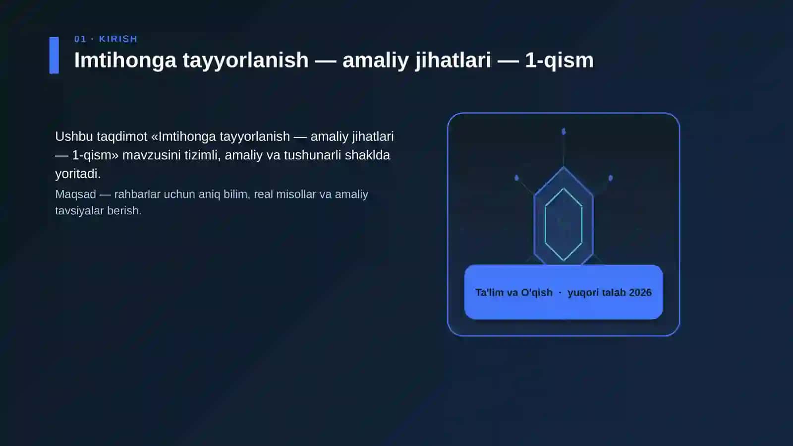 Imtihonga tayyorlanish — amaliy jihatlari — 1-qism 3