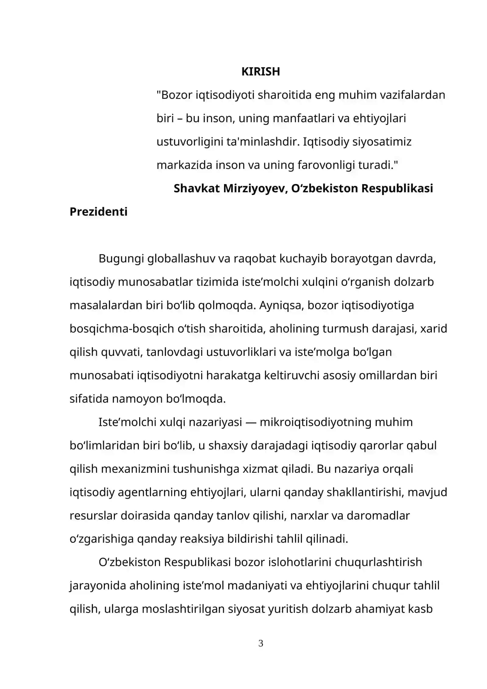 IQTISODIYOT NAZARIYASI FANIDAN KURS ISHI 3