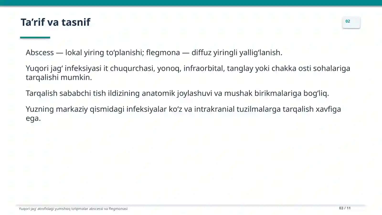 Yuqori jagʻ atrofidagi yumshoq toʻqimalari absess va flegmonalari 3
