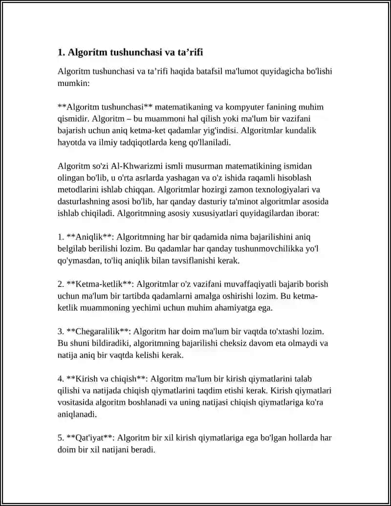ALGORITIMLARNING HOSSALARI VA TASVIRLASH USULLARI VA ASOSLARI VA TUSHUNCHASI 3