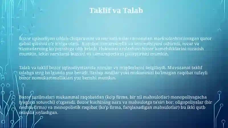 Bozor iqtisodiyoti. Bozor va uning tuzilishi 3