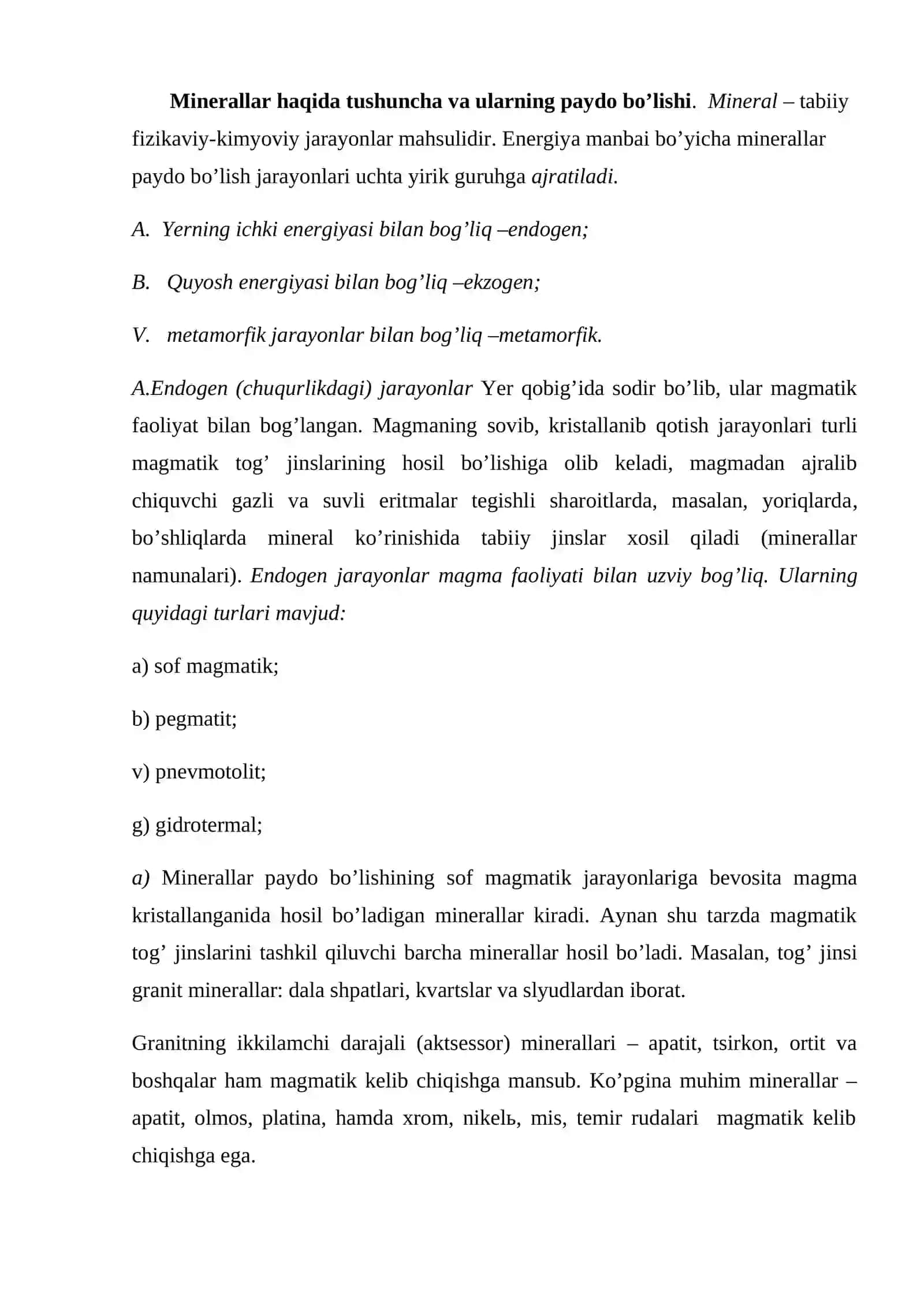 Minerallarni morfologiyasi va fizik xususiyatlari 3