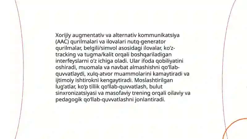 Xorijiy augmentativ va alternativ kommunikatsiya (AAC) qurilmalari va ilovalari bilan ijtimoiy muloqotni rivojlantirish 3