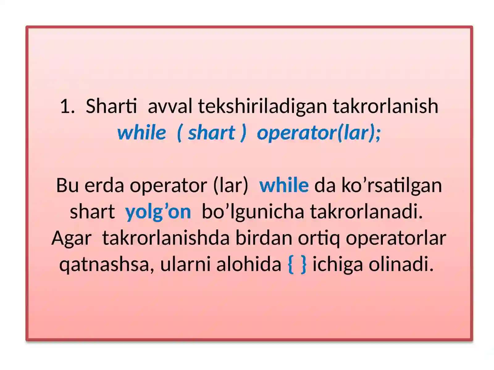 C/C++ tilida takrorlanuvchi dastur 3