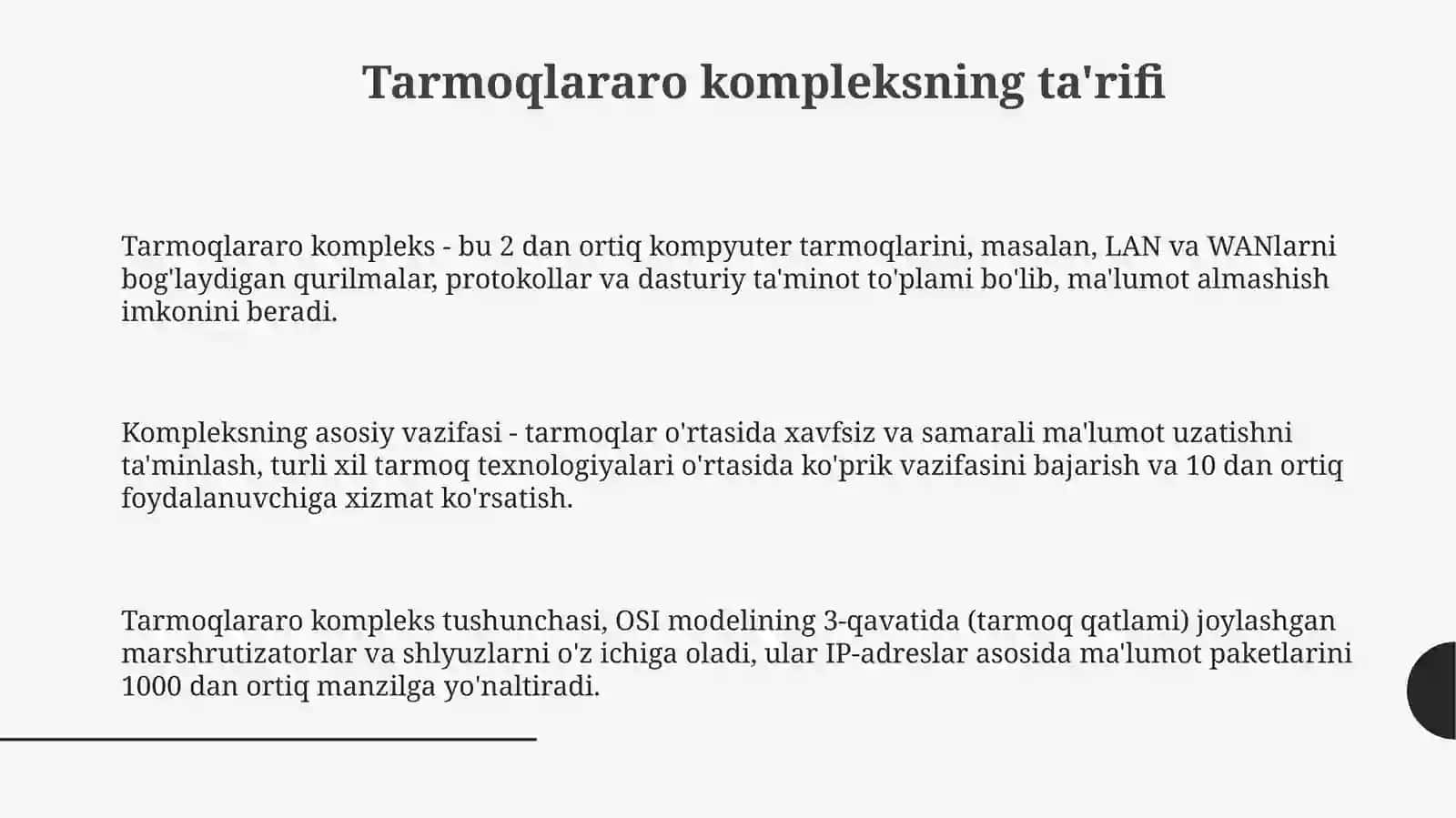 Tarmoqlararo komplekslar 3