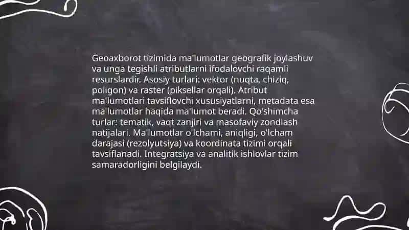 Geoaxborot tizimida ma'lumotlar tushunchasi 3