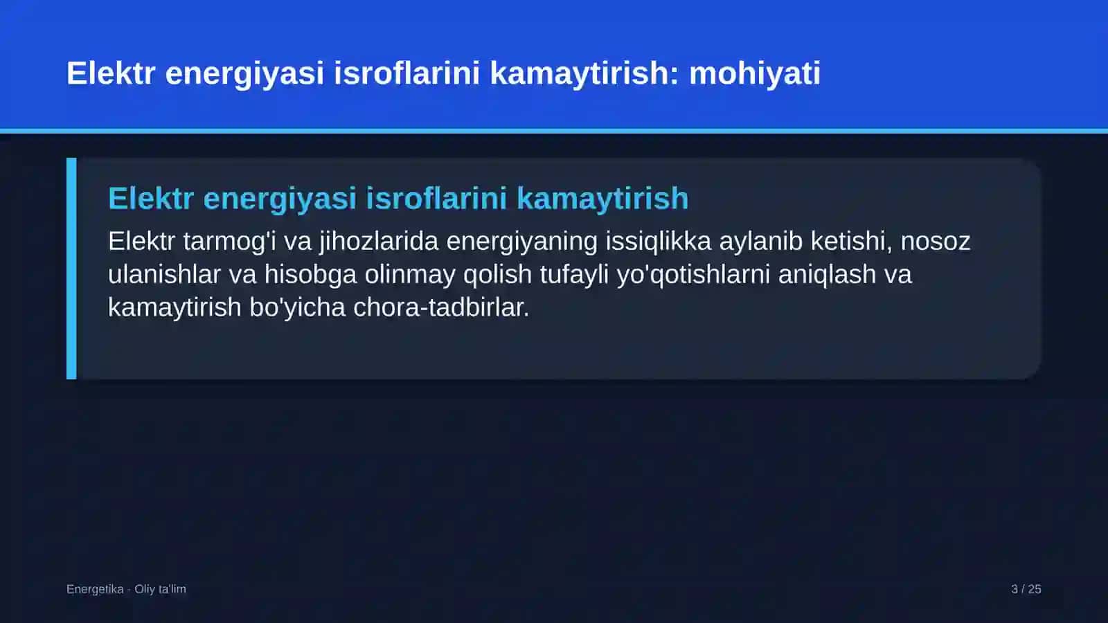 elektr ta'minoti korxonalarida elektr energiyasi isroflarini kamaytirish 4492 3