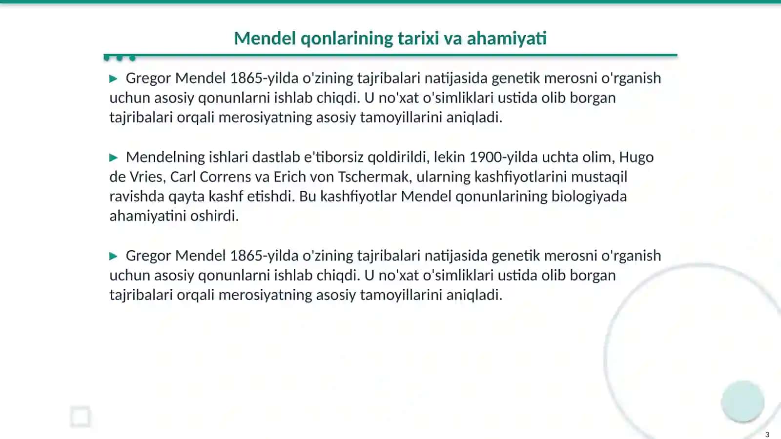 Mendel qonlarining tarixi va ularning zamonaviy talqini 3