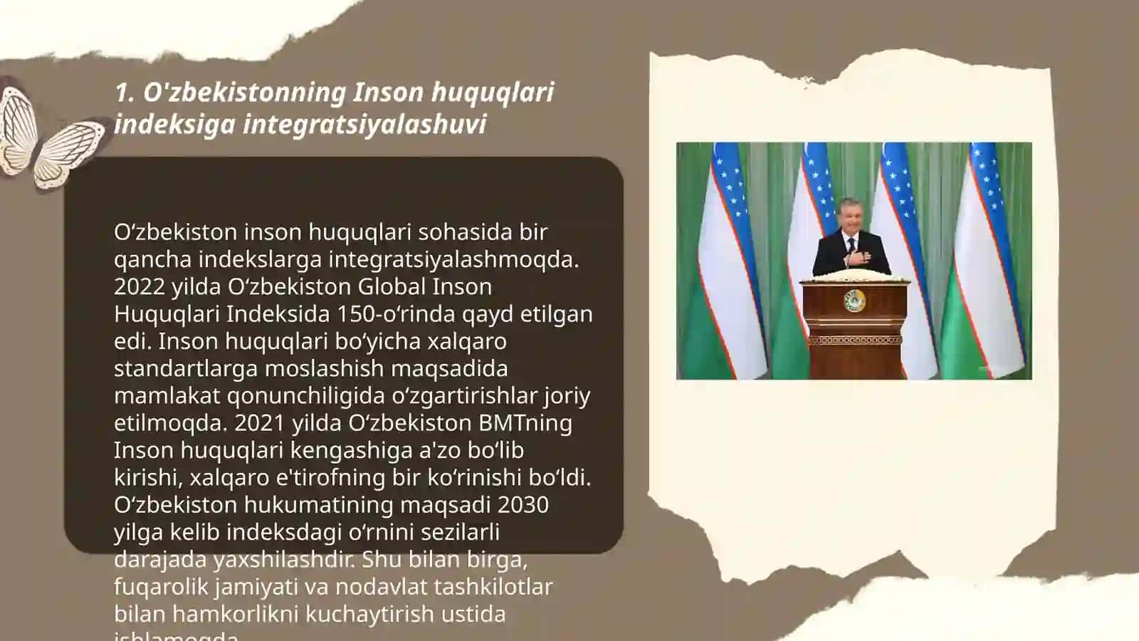 10 ta ustuvor xalqaro reytinglar va ularga O'zbekistonning integratsiyalashuvi 3