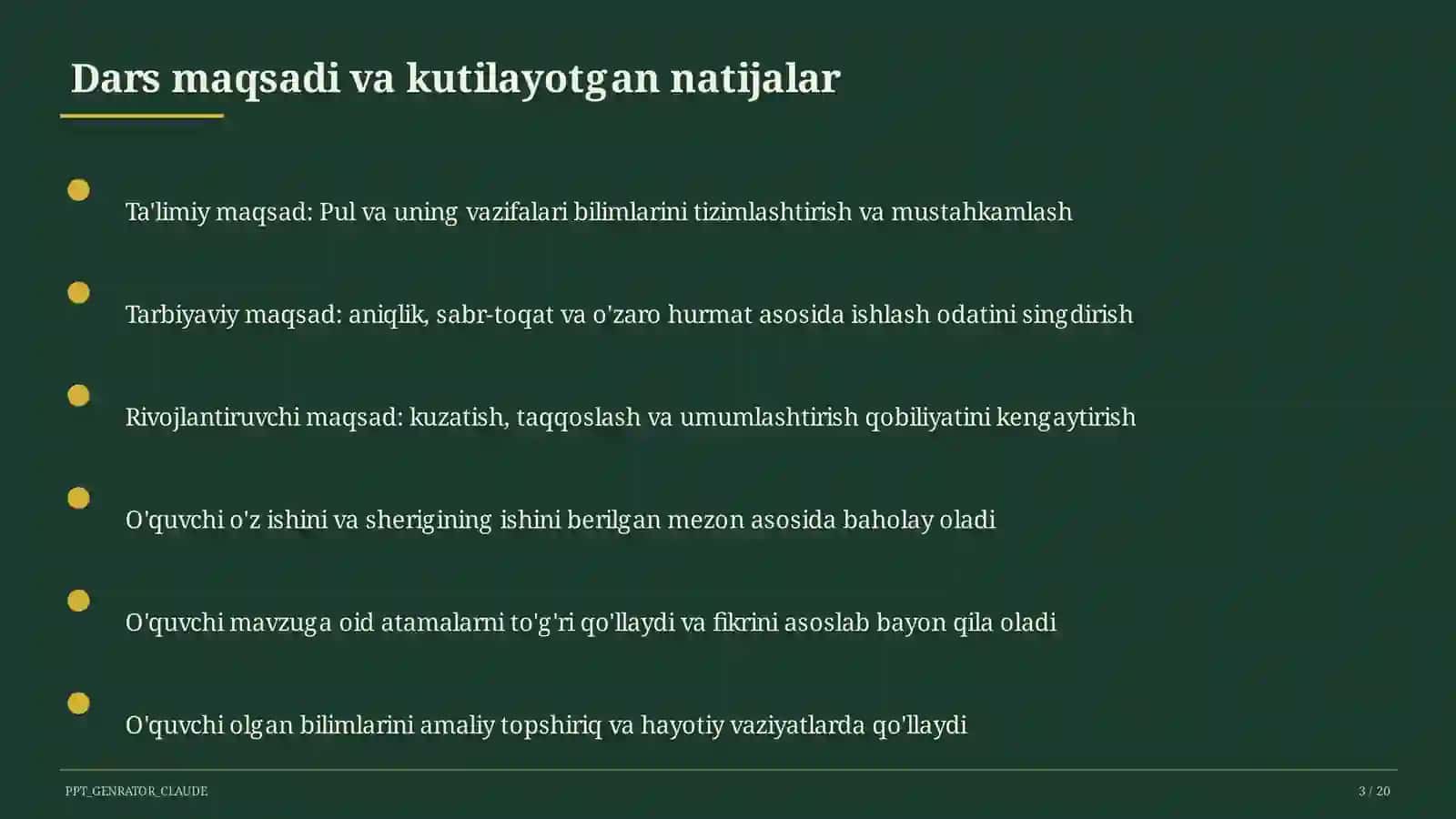Pul va uning vazifalari (9-sinf) 3