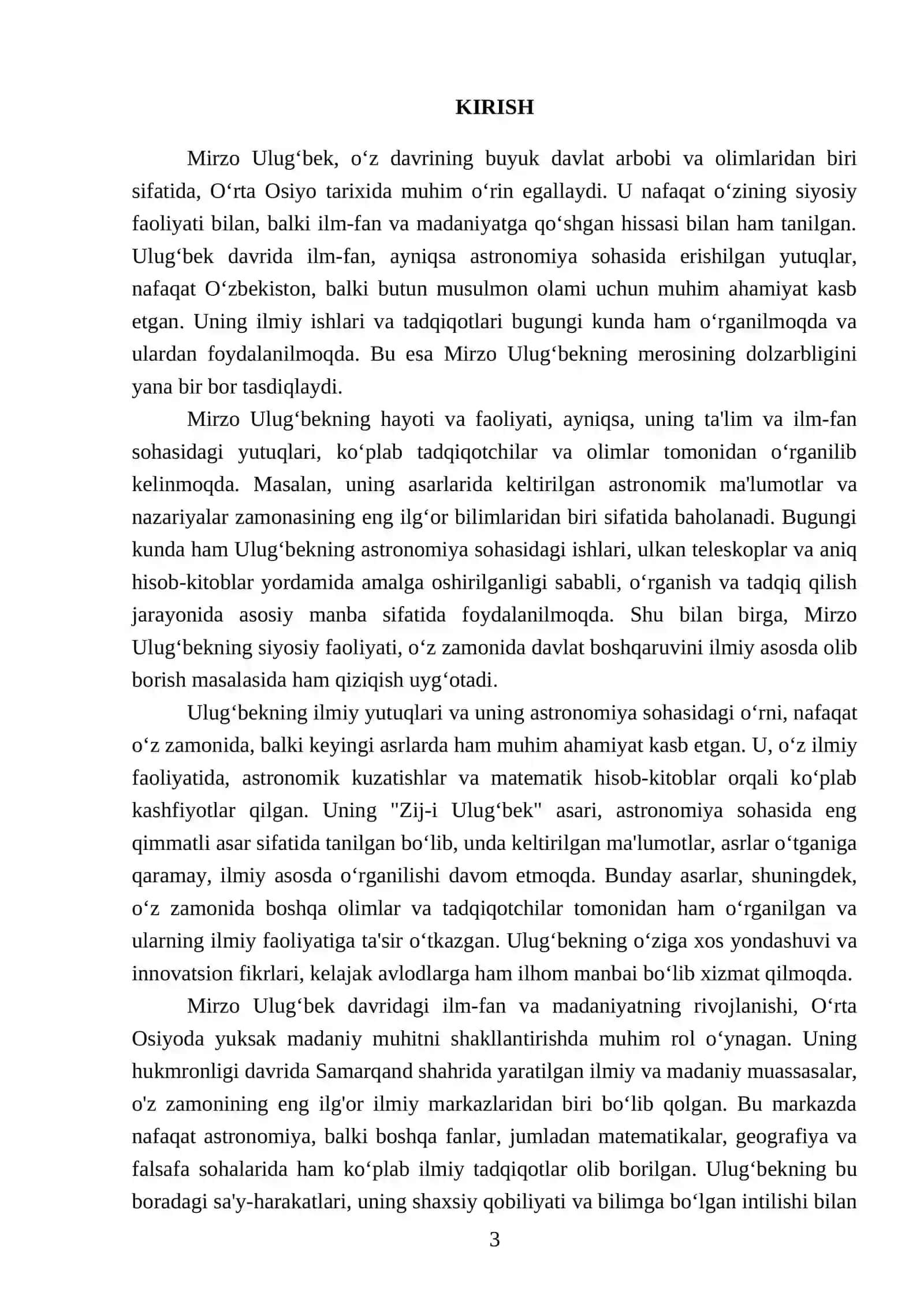 Mirzo Ulugʻbek davlat arbobi va buyuk olim referati 3
