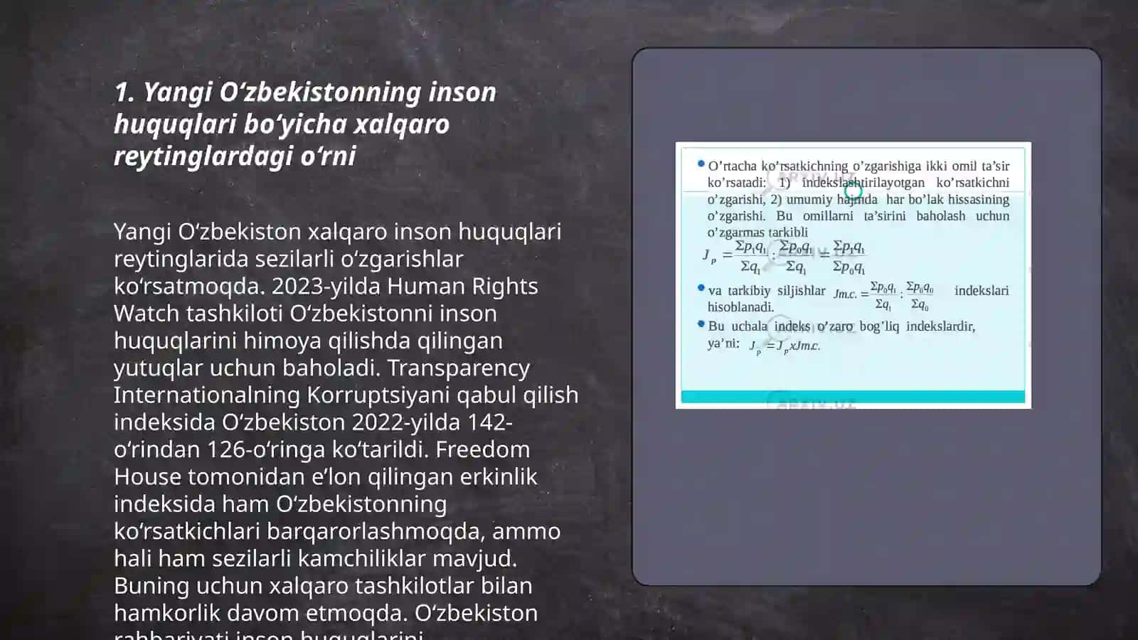 Yangi O‘zbekiston ijtimoiy-siyosiy, iqtisodiy va madaniy hayotida ro‘y berayotgan o‘zgarishlarning xalqaro reyting va indekslarda aks etishi 3