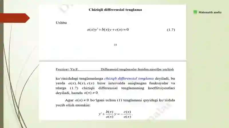 Chiziqli Differensial Tenglamalar 3
