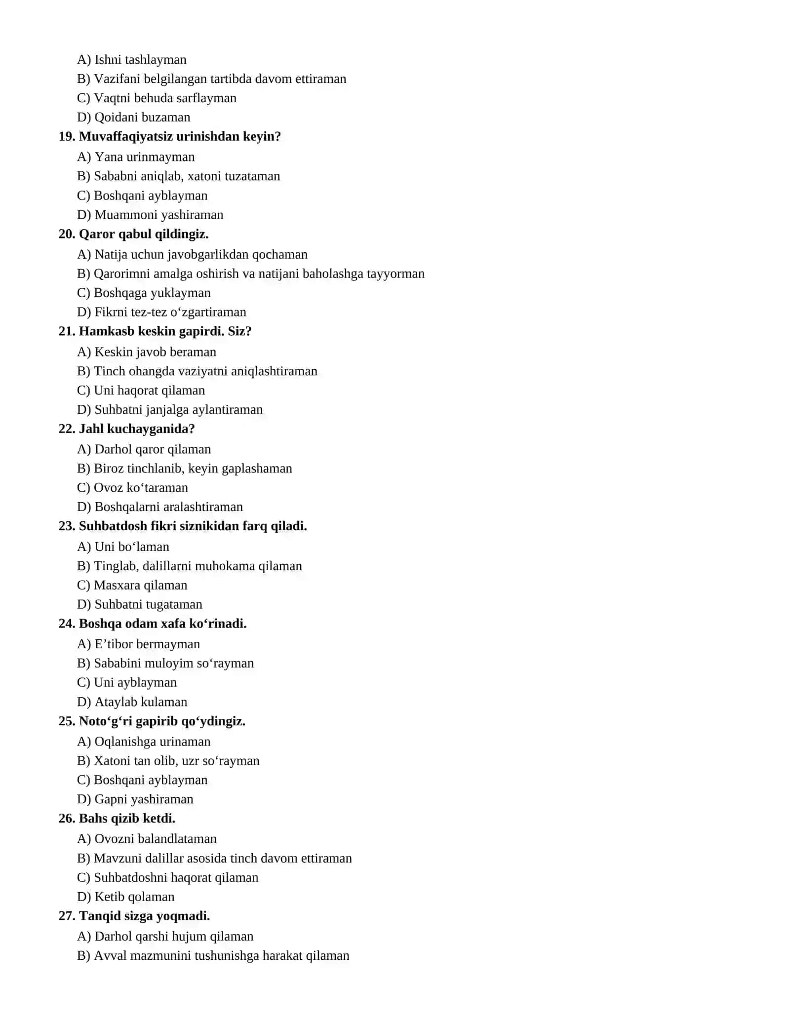 Ichki Ishlarga Kiruvchilar Uchun 100 ta Psixologik Test va Javoblar 3