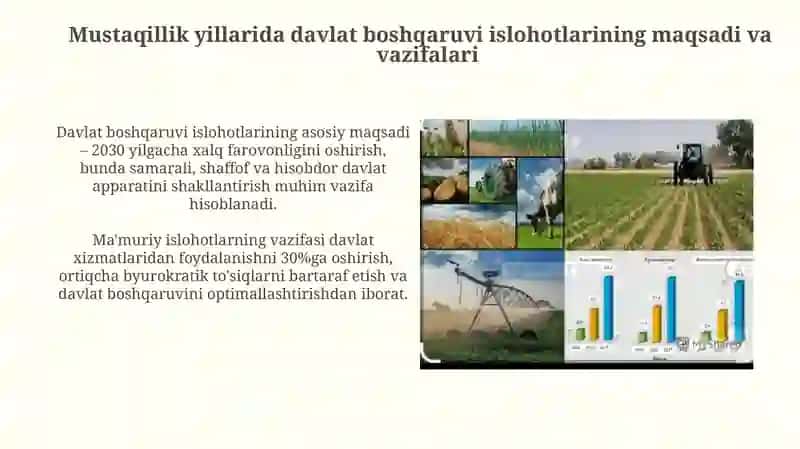 Musstaqilik yilarida davlat bishqaruvi tizimida amalga oshiriladigan islohatlar 3