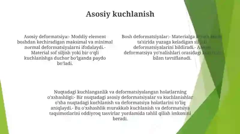 Bosh Deformatsiyalar, Nuqtadagi Kuchlanganlik Va Deformatsiyalangan Holatlarning OʼXshashligi 3