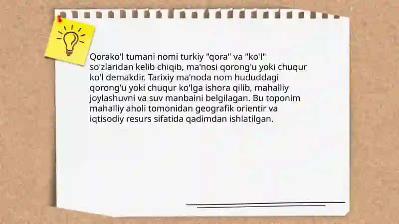 Qorako'l tumani toponimiyasi 3