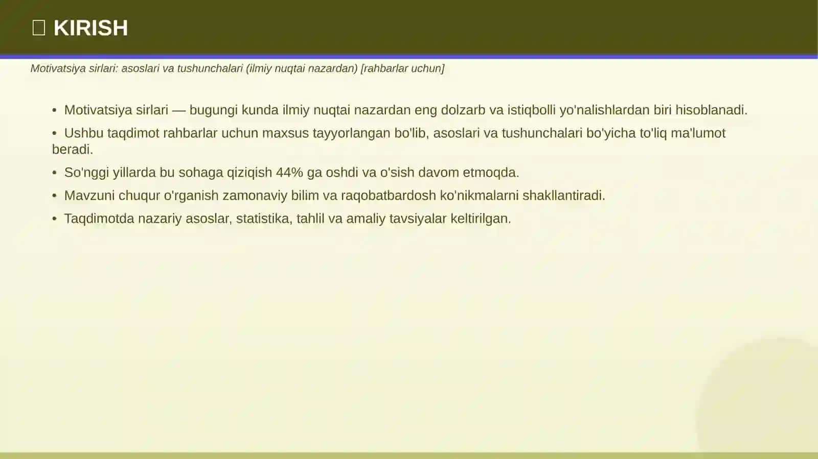 MOTIVATSIYA SIRLARI Asoslari va tushunchalari — ilmiy nuqtai nazardan 3