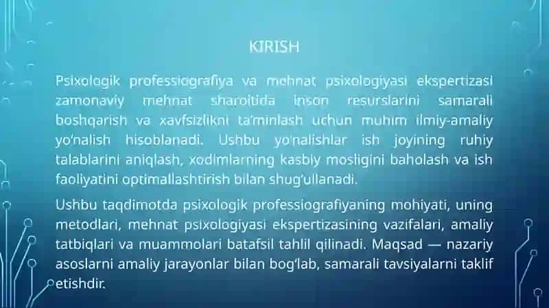 Psixologik professiografiyasi mehnat psixologiyasi ekspertizasi 3