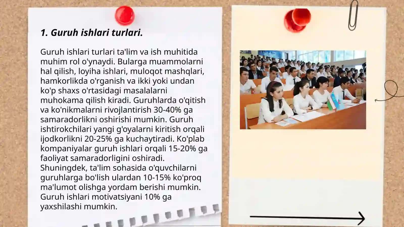 Guruh ishlari turlari ta'lim va ish muhitida muhim rol o'ynaydi 3