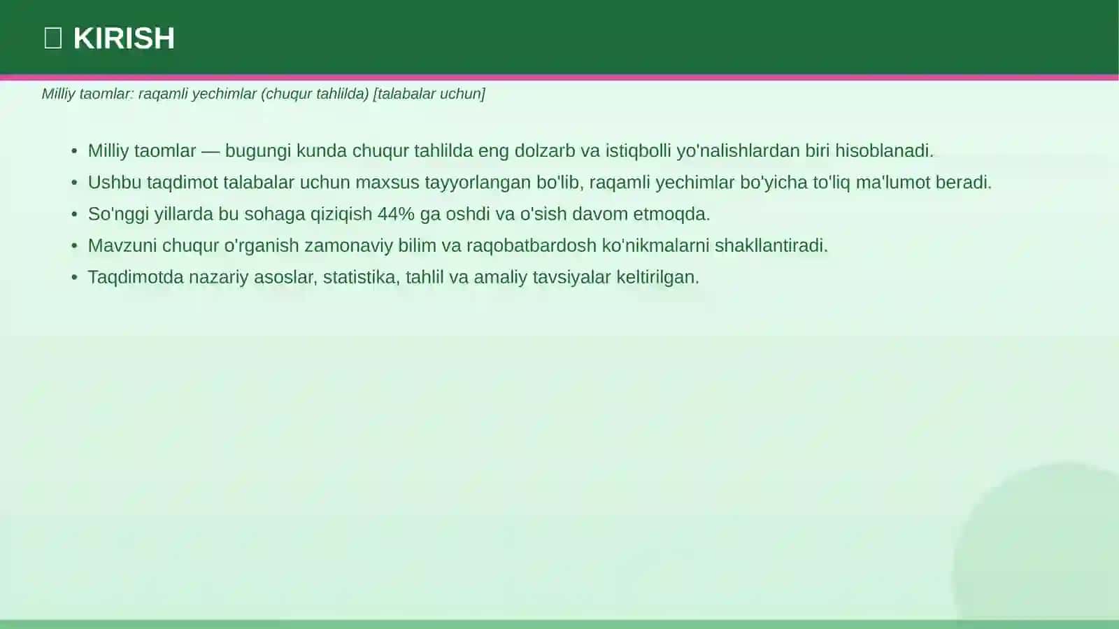 MILLIY TAOMLAR: Raqamli yechimlar 3