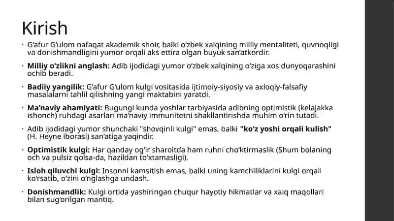 G'afur G'ulom ijodida yumordan foydalanish mahorati 3