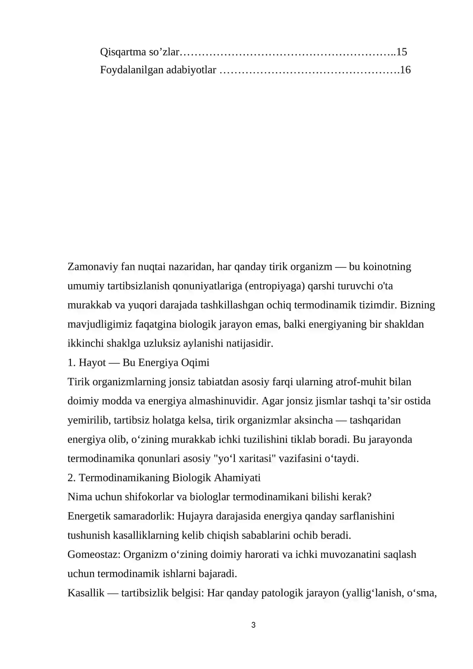 TIRIK ORGANIZIMLAR UCHUN TERMADINAMIKA QONUNLARI 3
