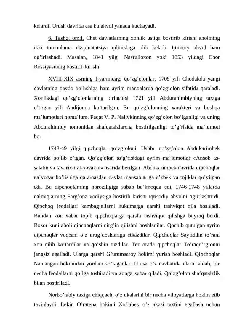 Qo’qon xonligidagi xalq harakatlari. 3