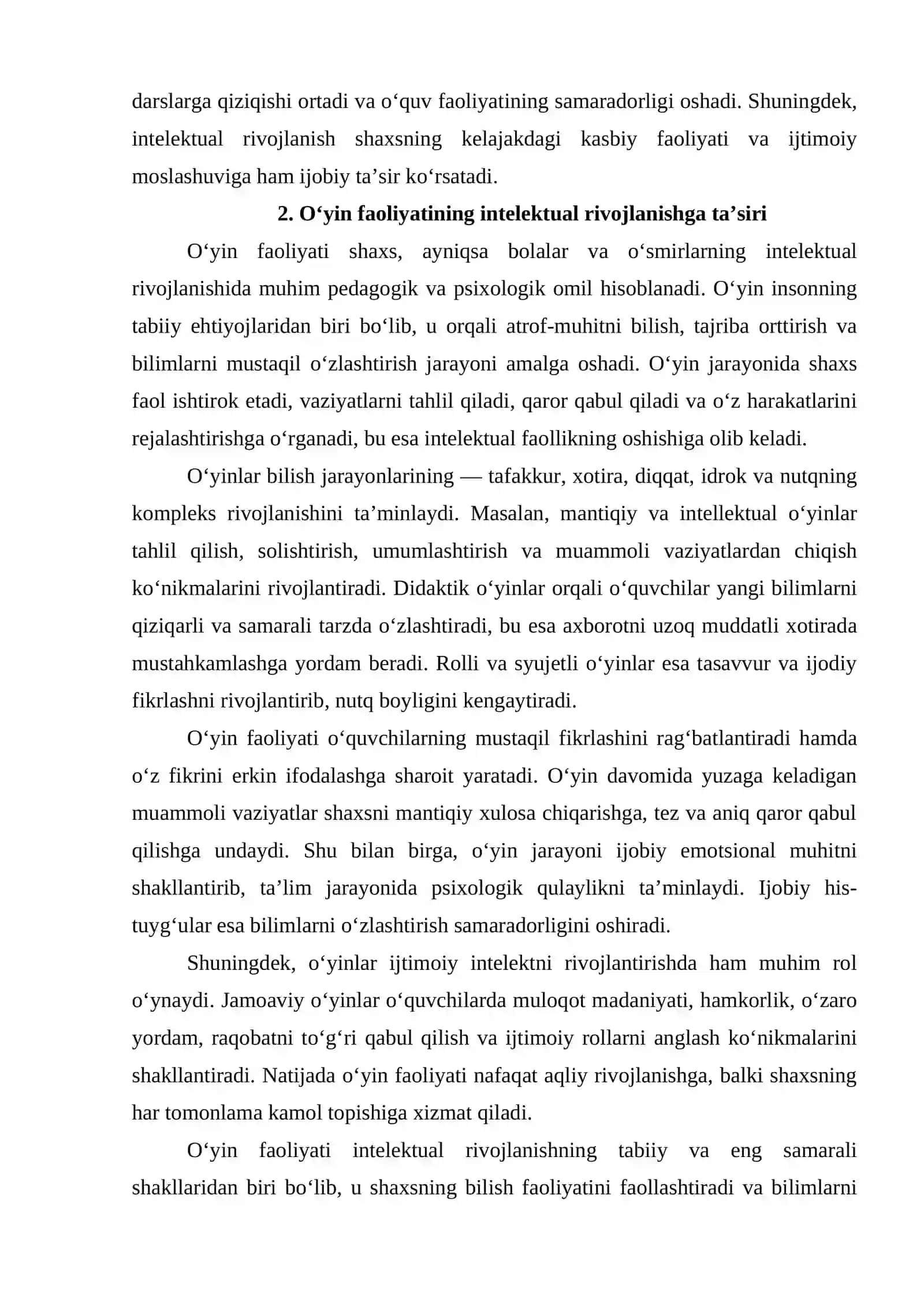 Intellektual qobilyatlarni rivojlantirish uchun o'yinlardan foydalanish 3