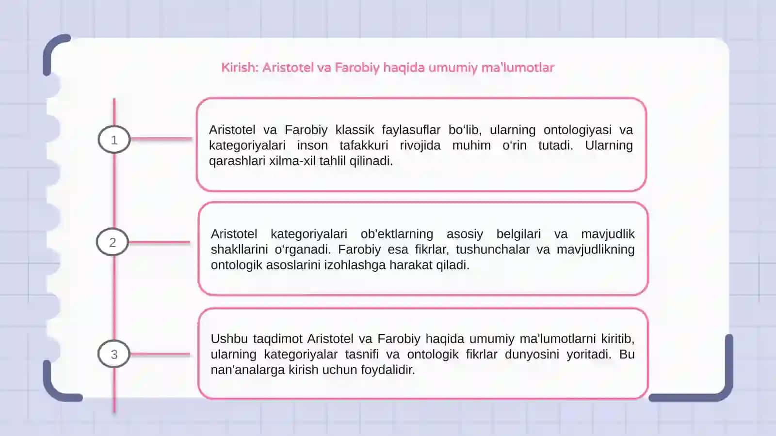 Aristotel,Farobiy va ontologiyasida kategoriyalarning tasnifi 3