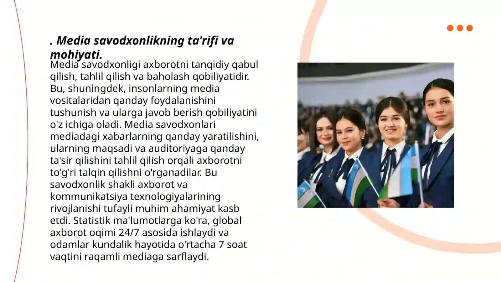 Yangi Òzbekiston,,Media savodxonlik va axborot madaniyati" fanining òrni va ahamiyati 3