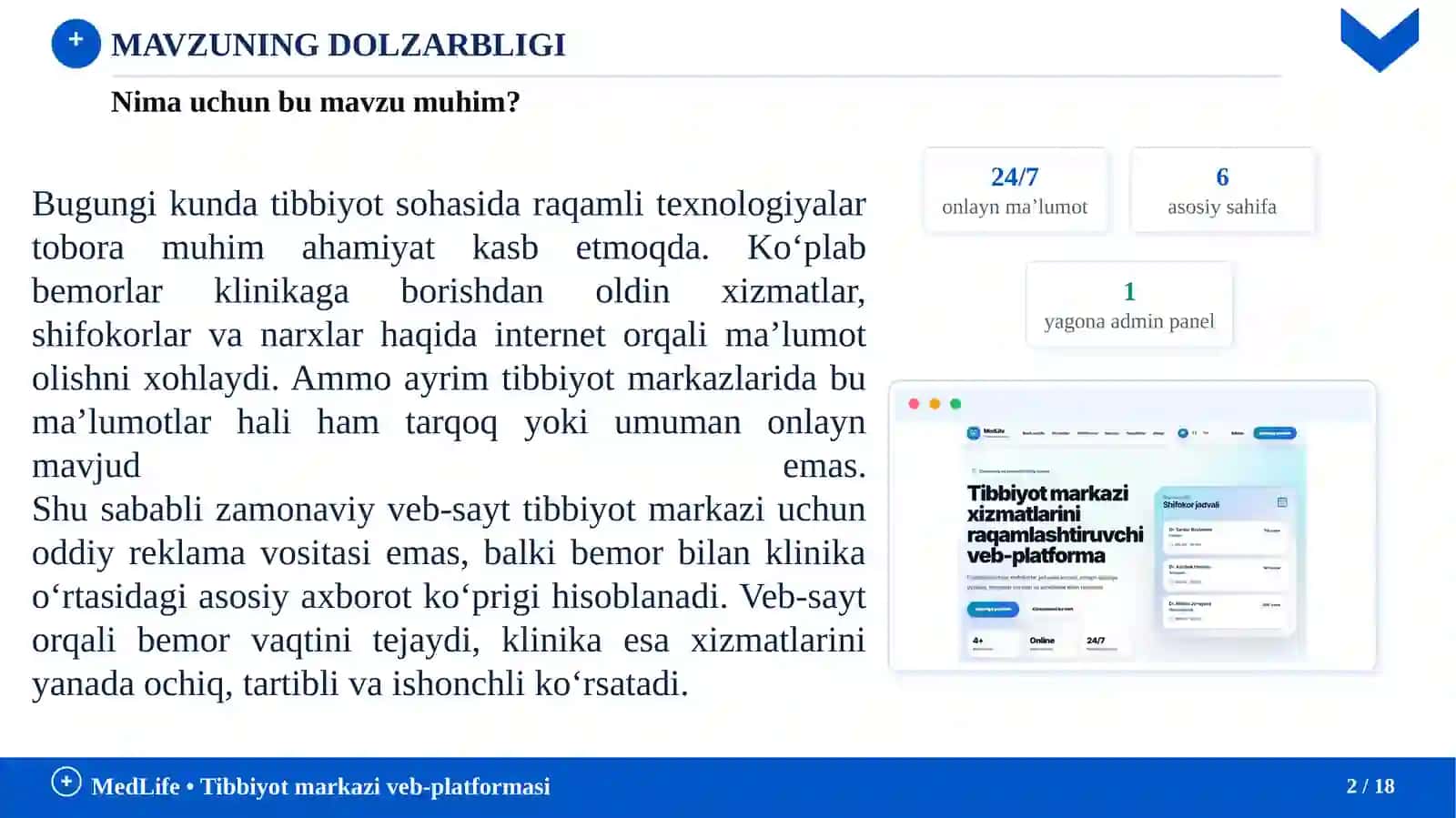Tibbiyot Markazi Uchun Zamonaviy Veb-sayt Ishlab Chiqish 3