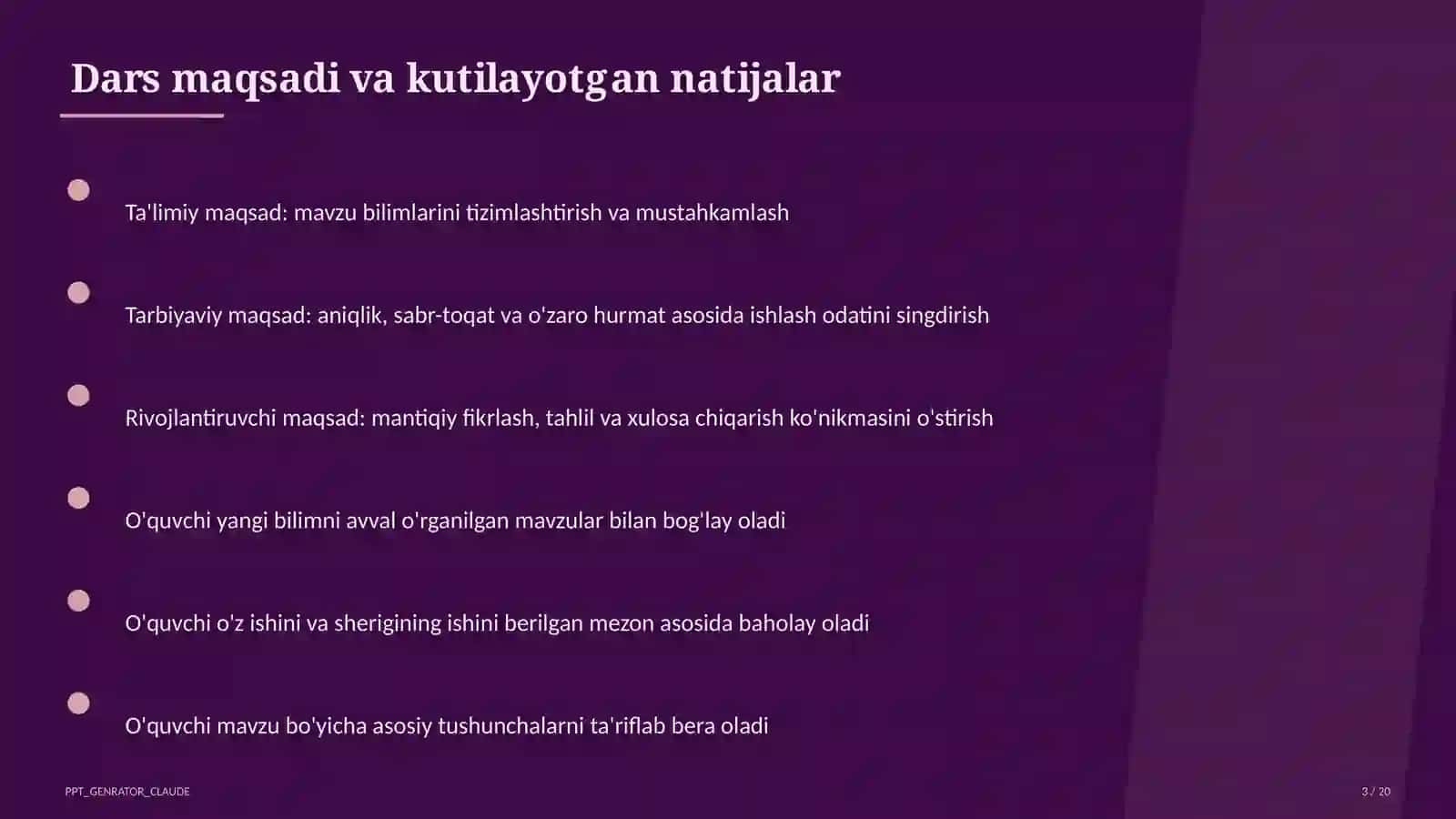 Dars rejasi 3