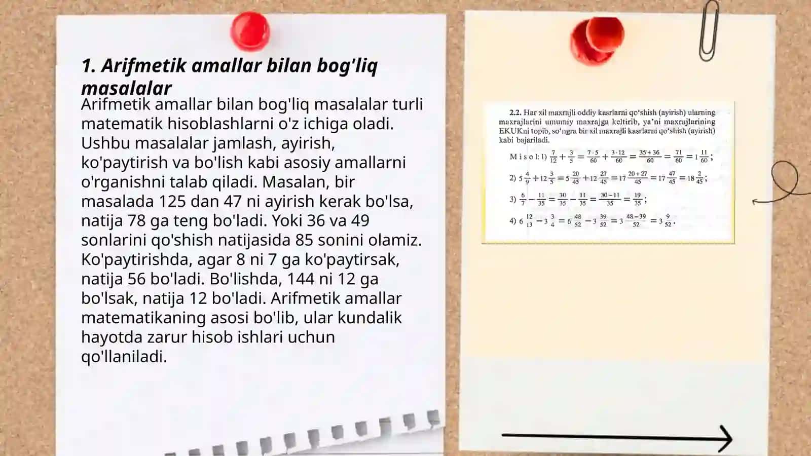 Matematika darslarida turli xil qiyinlikdagi misol va masalalarni yechish 3