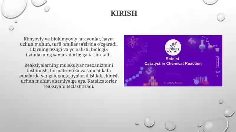 Kimyoviy va Biokimyoviy Jarayonlarning Tezligi va Hamdam Exanizmiga Tasir Etuvchi Faktorlar 3