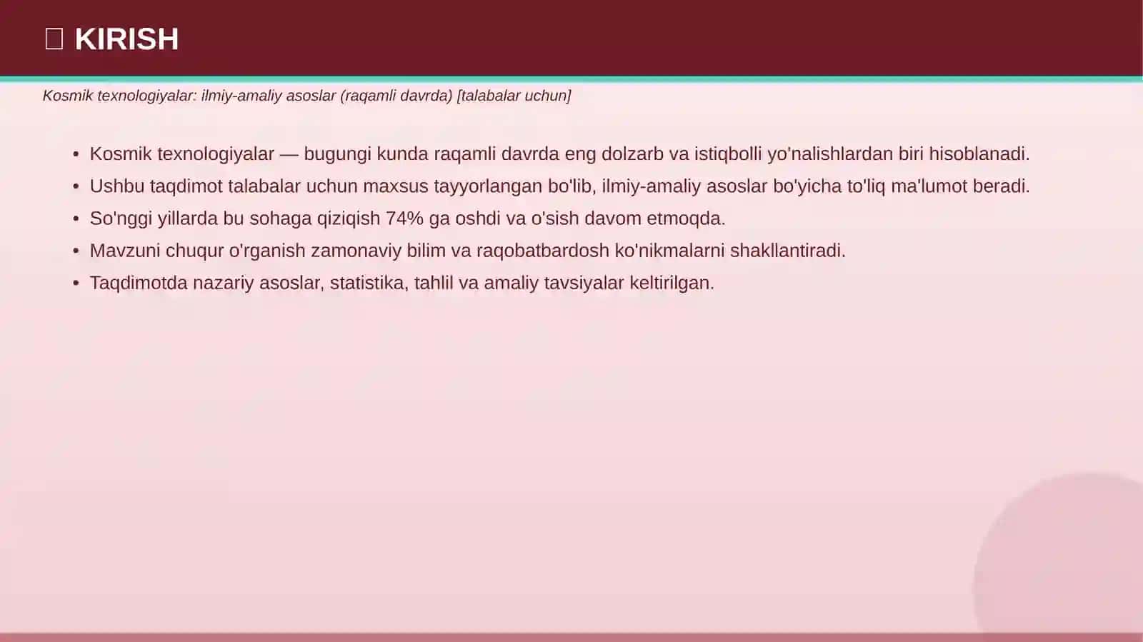 Kosmik texnologiyalar: ilmiy-amaliy asoslar 3