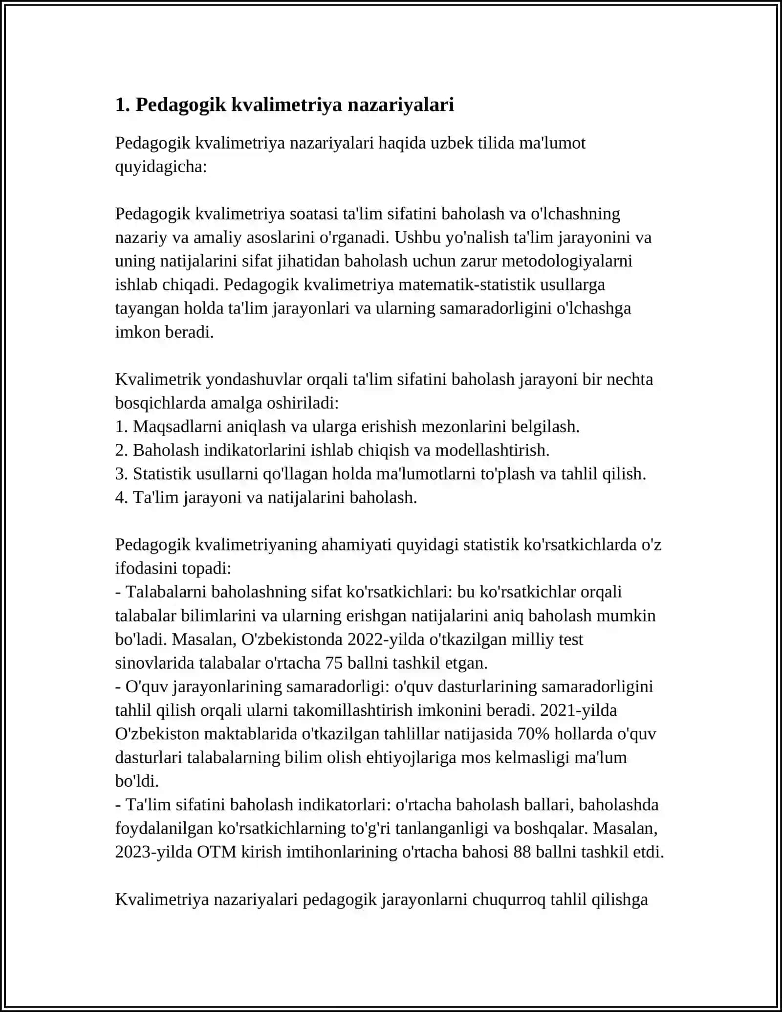PEDAGOGIK KVALIMETRIYA FANINING NAZARIY – METODOLOGIK ASOSLARI 3