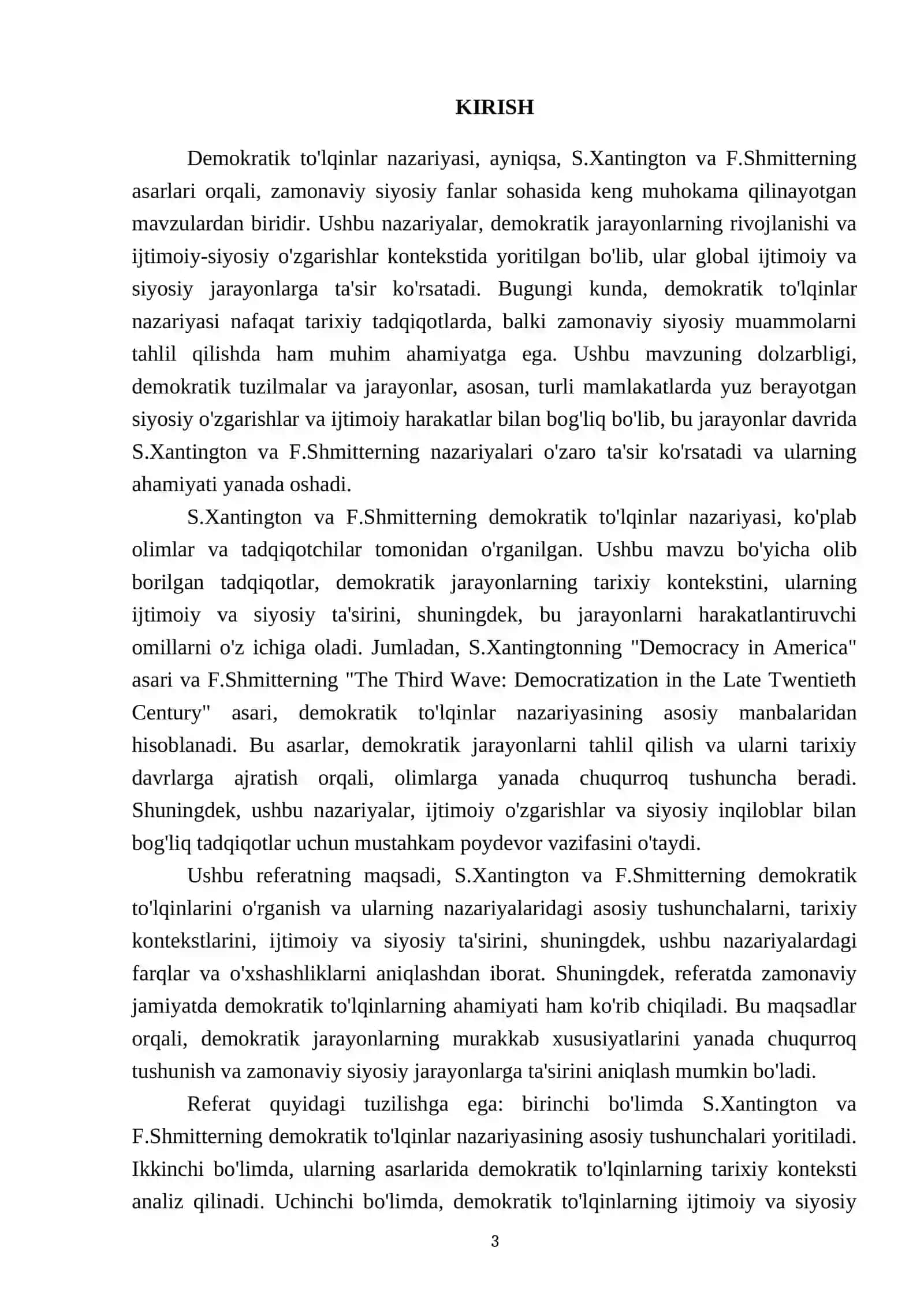 S.Xantington va F.Shmitterning demokratik to'Iqinlarini davrlashtirishi 3
