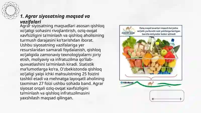 Agrar siyosat, oziq-ovqat ta'minoti va xavfsizligi muammolari 3